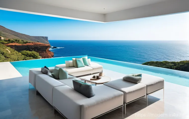 현대건축물 호텔 건축 설계 - A breathtaking luxury hotel with minimalist white architecture, designed by a world-renowned archite...