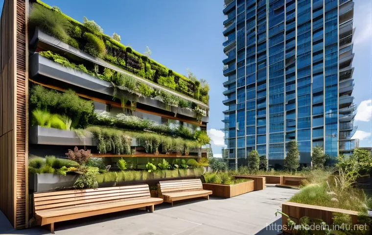 현대건축물 상업 공간 건축 - A grand, modern architectural marvel in a bustling city, featuring a unique, sweeping arch design th...