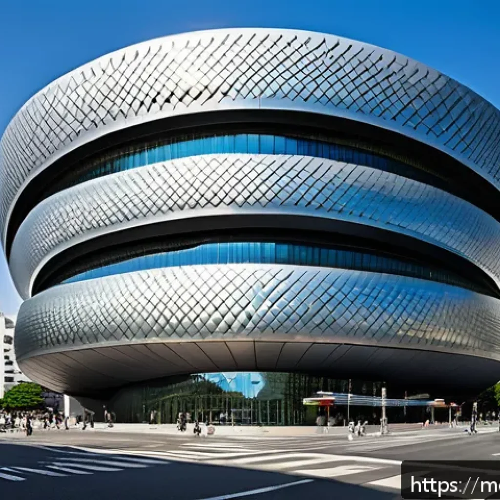 현대건축물 파라메트릭 디자인 적용 - A futuristic architectural landmark featuring the Dongdaemun Design Plaza (DDP) with sleek, flowing ...