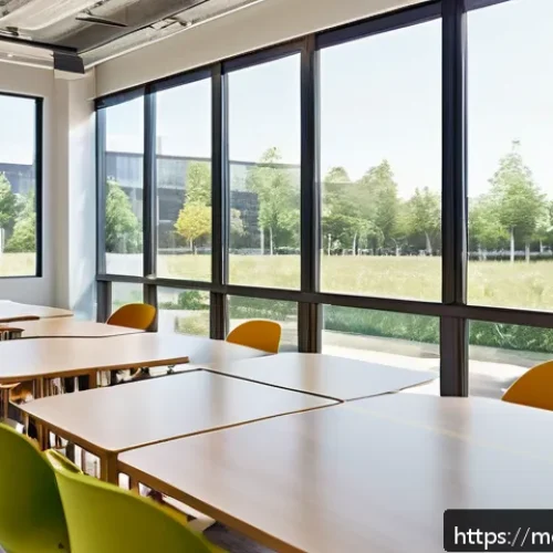 Home 30 현대건축물 교육시설 건축 디자인 - A modern educational learning space featuring flexible, modular furniture and movable partitions, st...